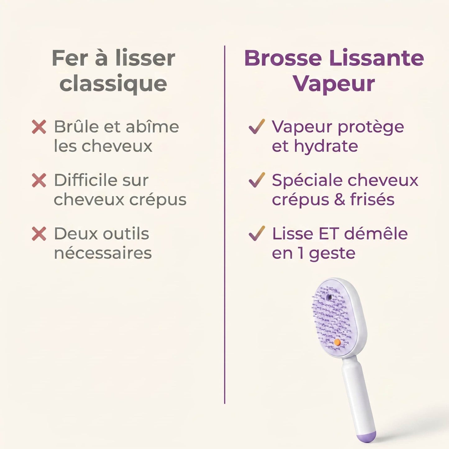 Brosse Lissante pour Cheveux Crépus